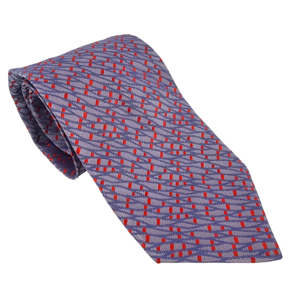 Zilli Textured Silk Tie Lavender Blue Orange Geometric Handmade France Luxury